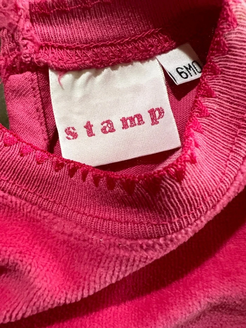 Vintage Kids stamp Hot Pink Crewneck 1 Piece with velour Top and Lace Trim​